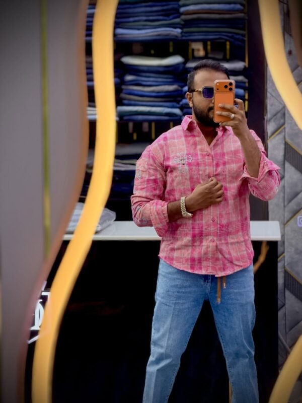 Men’s Premium Checkered Casual Shirt with Embroidery