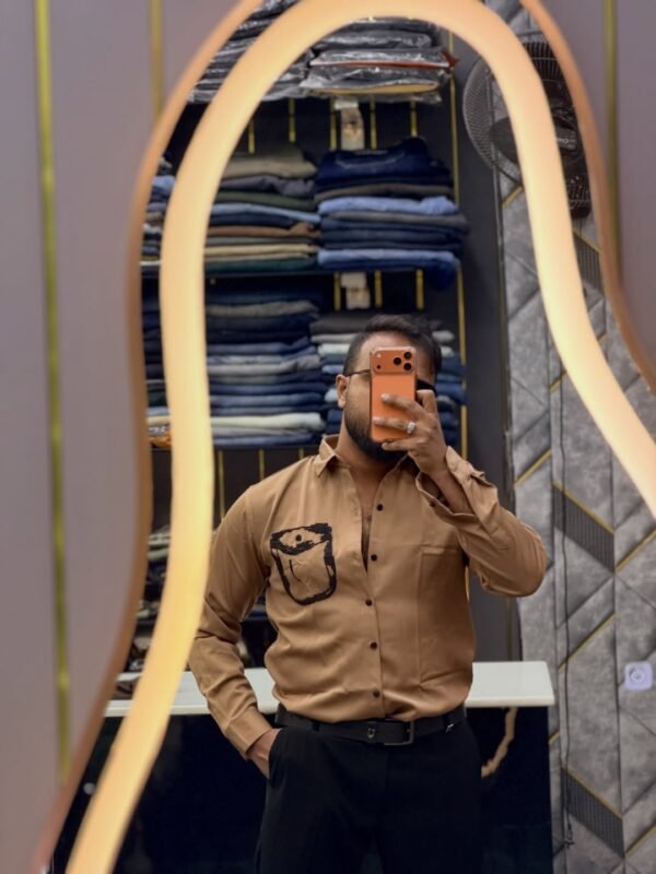 Men’s Designer Pocket Embroidery Shirt – Premium Full Sleeve Fashion Shirt