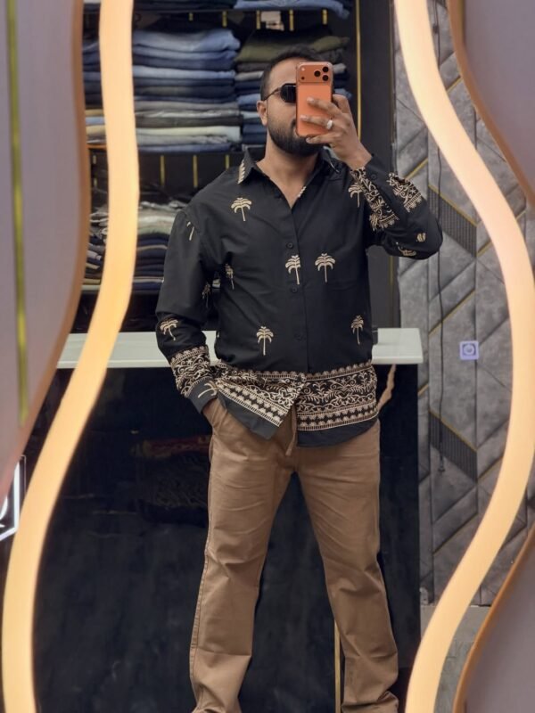 Men’s Premium Embroidery Designer Shirt – Stylish Party Wear Shirt